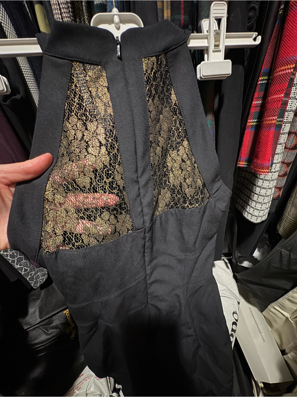Karen Millen Black Dress With Gold Lace Insets